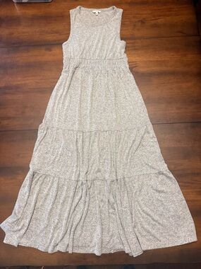 Lucky Brand Cloud Jersey Tiered Maxi Dress in Heather Gray